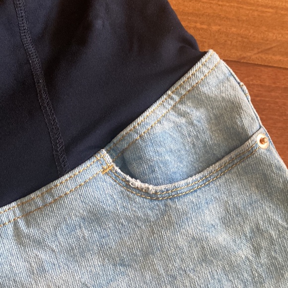 Isabel Maternity Over the Belly Jean Midi Denim Shorts w/Pockets - Size 6 EUC - Picture 2 of 11
